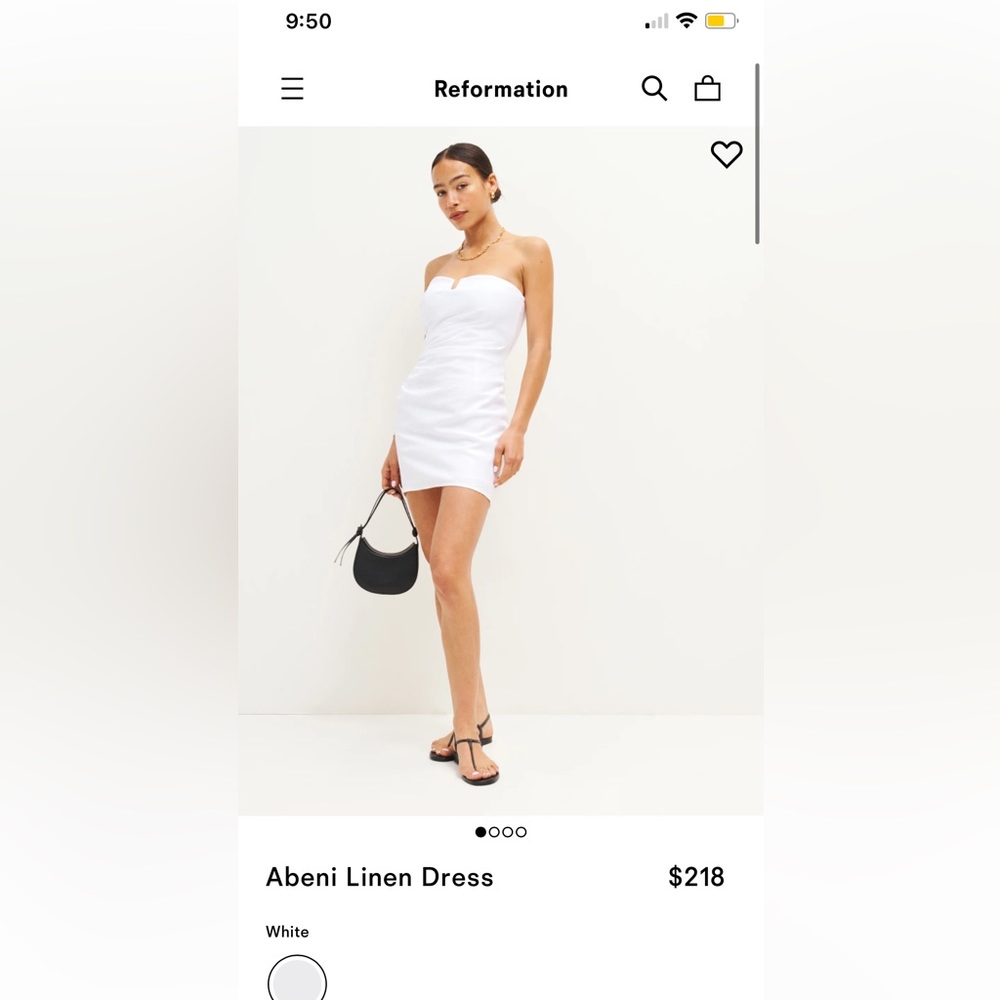 White reformation NWT dress size 2
